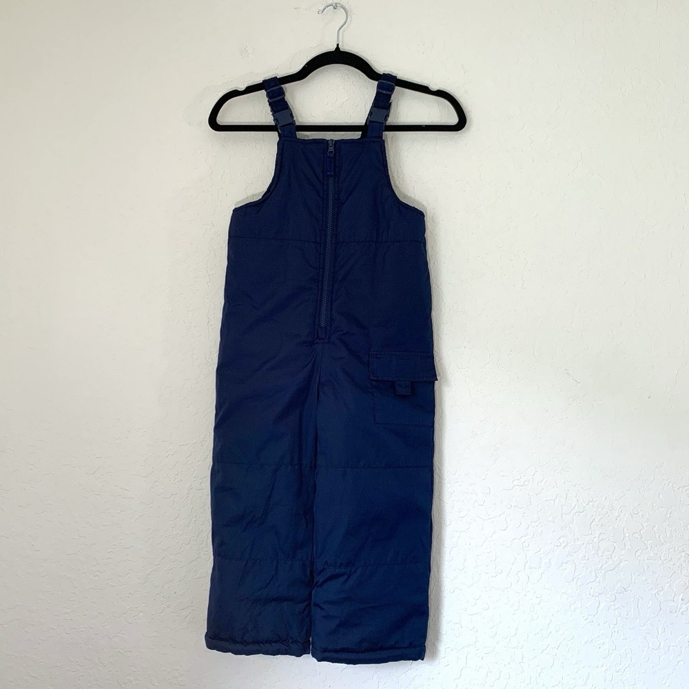 London Fog Snow Bib Overalls Youth Kids M 5-6 Navy Blue Pockets‎ Winter Ski Warm